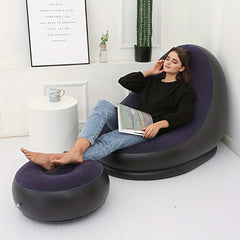 PVC Flocking Inflatable Deck Chair + Footrest Stool