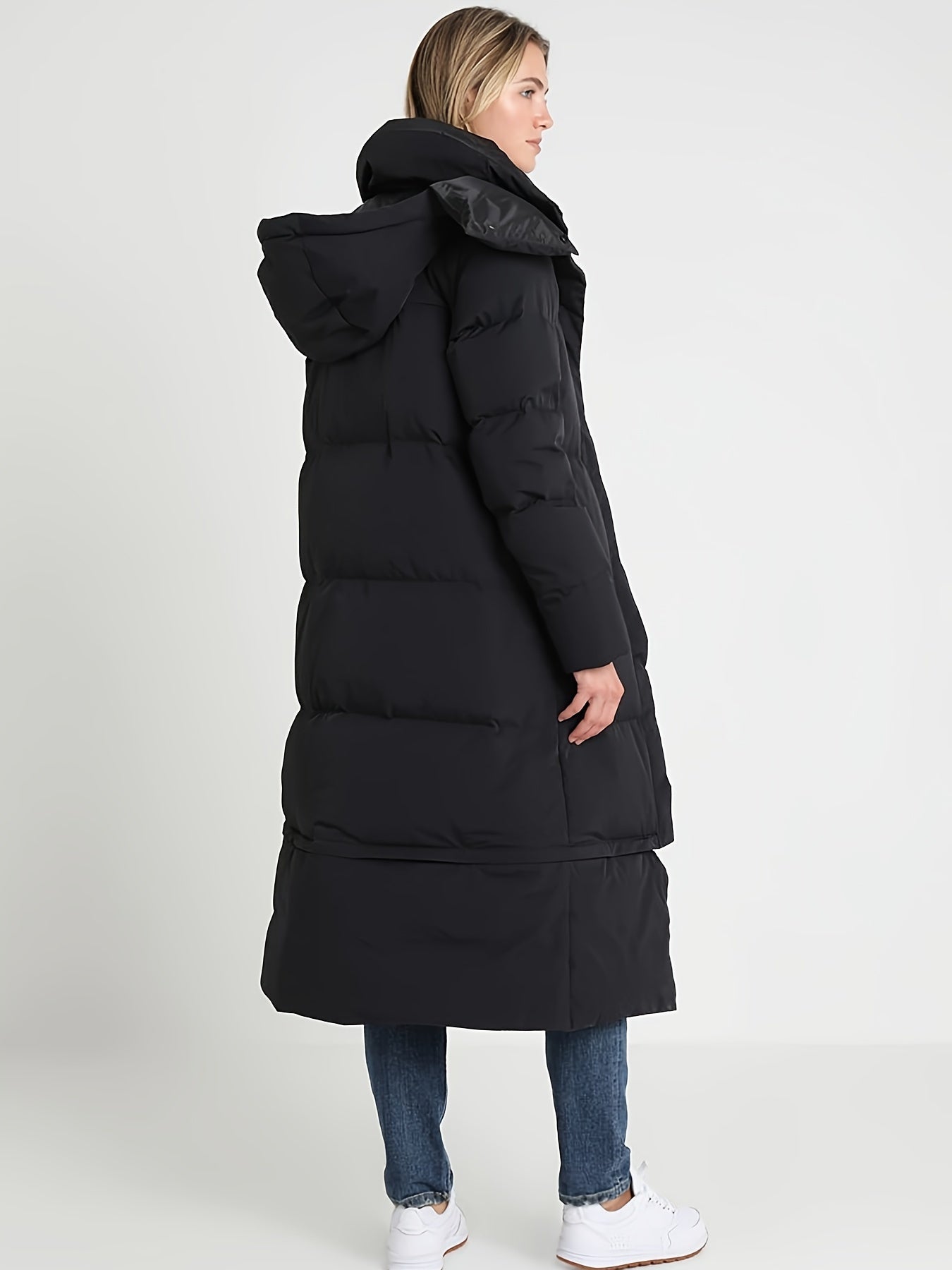 Over the Knee Puffer Hooded Jacket Waterproof Winter Warm Down Coat Women's Acti