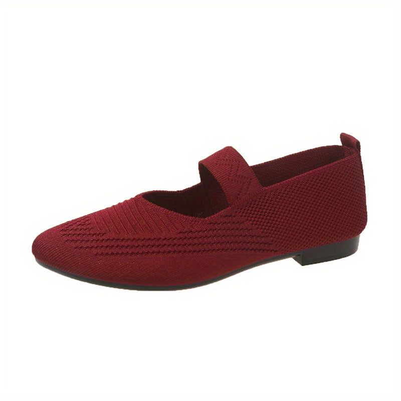 Women's Knitted Slip On Mary Jane Soft Sole Walking Flats