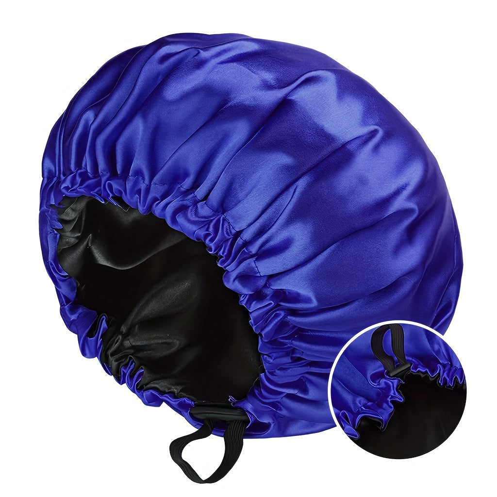 Adjustable Silk Bonnet for Curly Hair - Large Satin Lined Sleep Cap