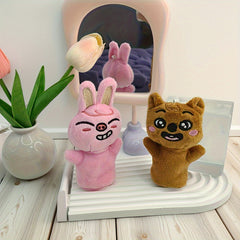 2 Mini Finger Puppets Soft Plush Cartoon Characters Mixed Colors
