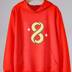 Girls Number 8 Pattern Hooded Sweatshirt for Spring