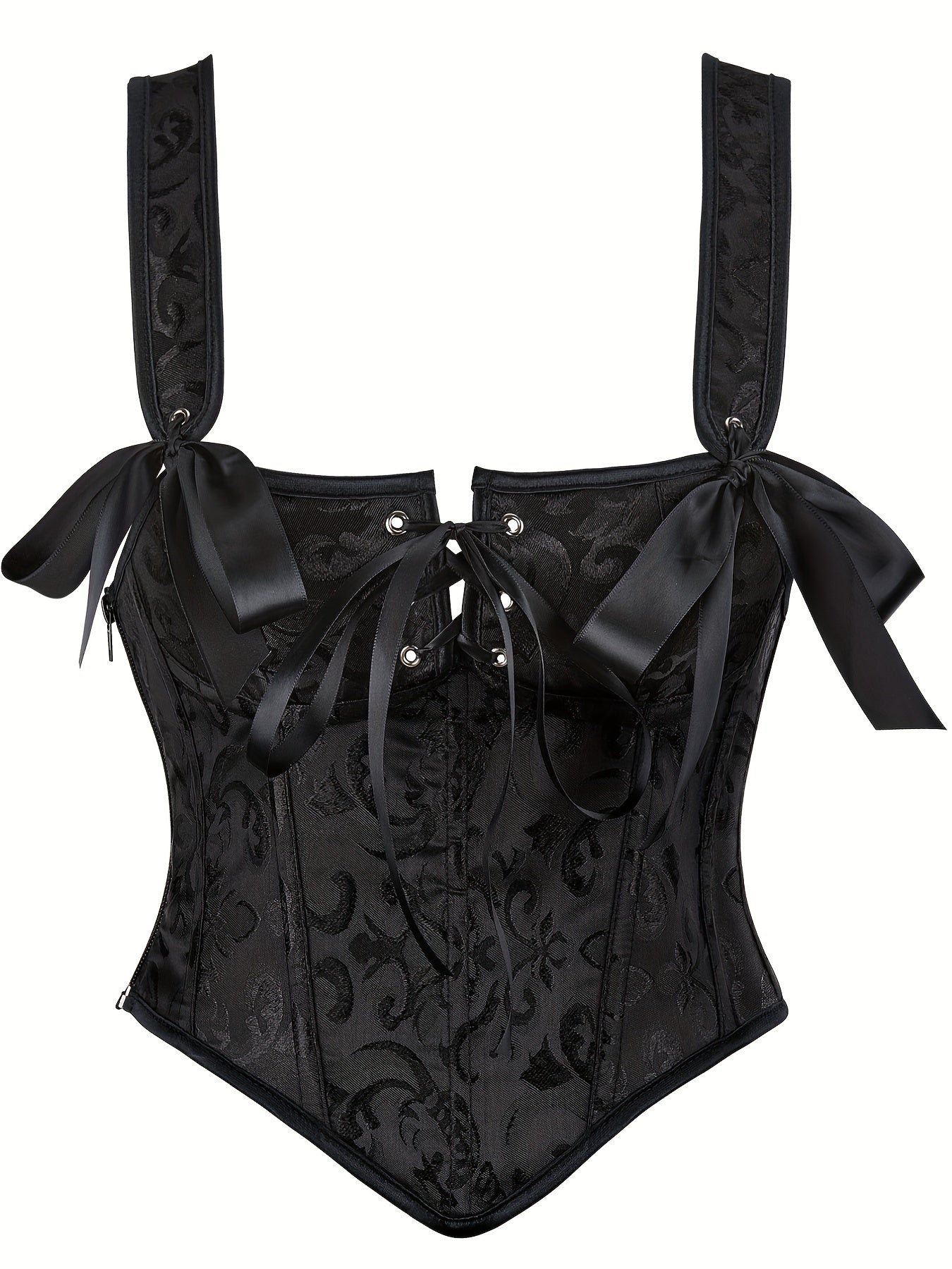 Jacquard Tank Corset Bustier Retro Tummy Control Lace Up Body Shaper