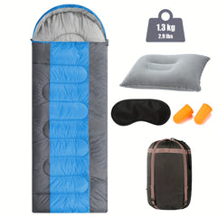1pc Camping Sleeping Bag Set with Pillow, Eye Mask, Earplugs