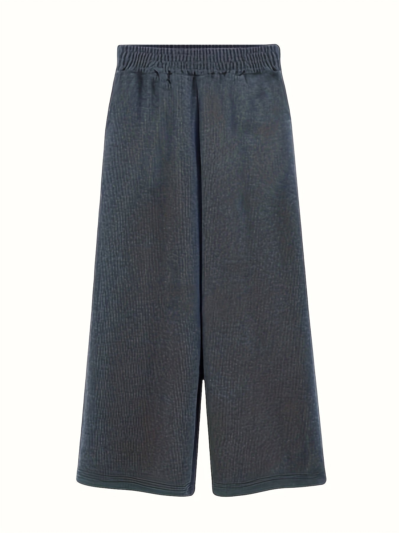  Ribbed High Rise Wide Leg Trousers
