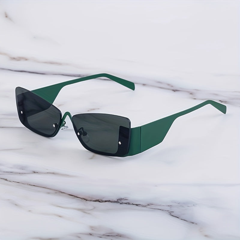 Y2K Semi Rimless Sunglasses Metal Glasses UV400
