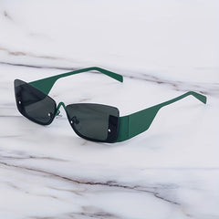 Y2K Semi Rimless Sunglasses Metal Glasses UV400