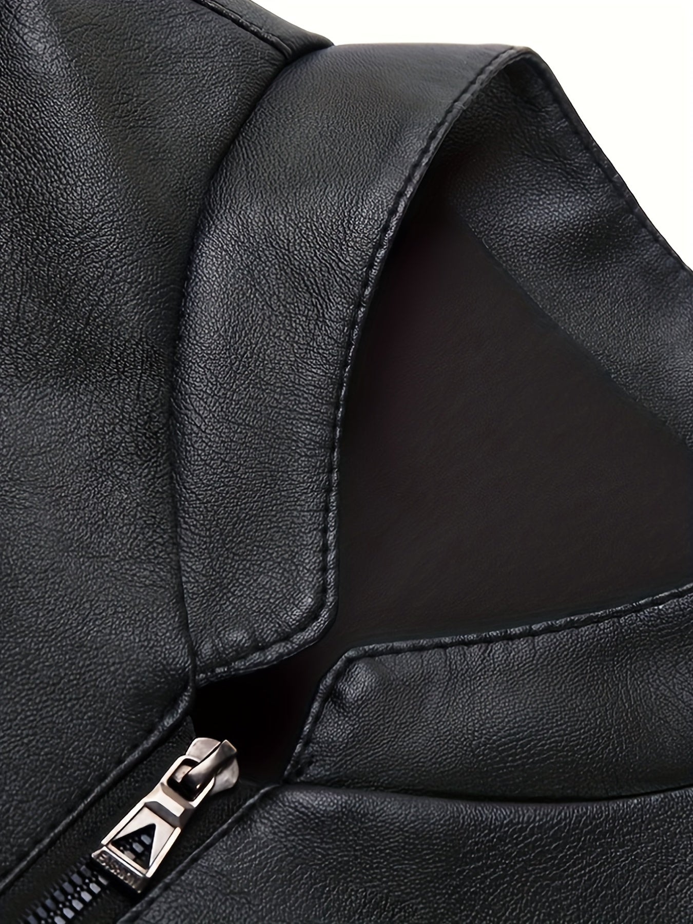 Men's Slim Fit PU Jacket Stand Collar Faux Leather Jacket