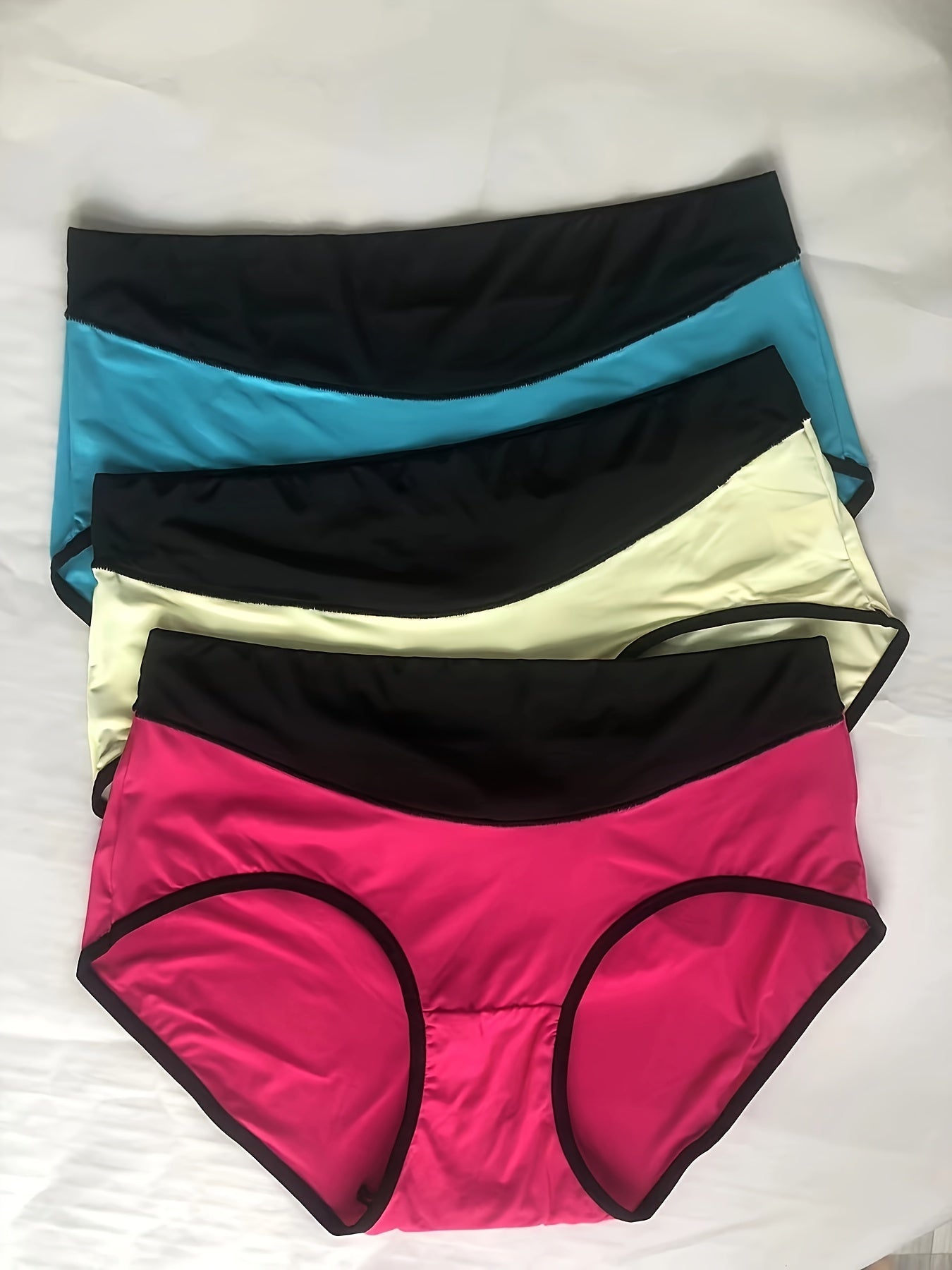 3 Pack Plus Size Colorblock High Waisted Briefs Set