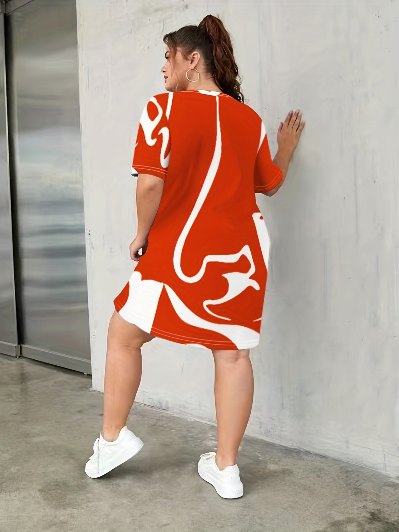  Geometric Print Short Sleeve Nightdress
