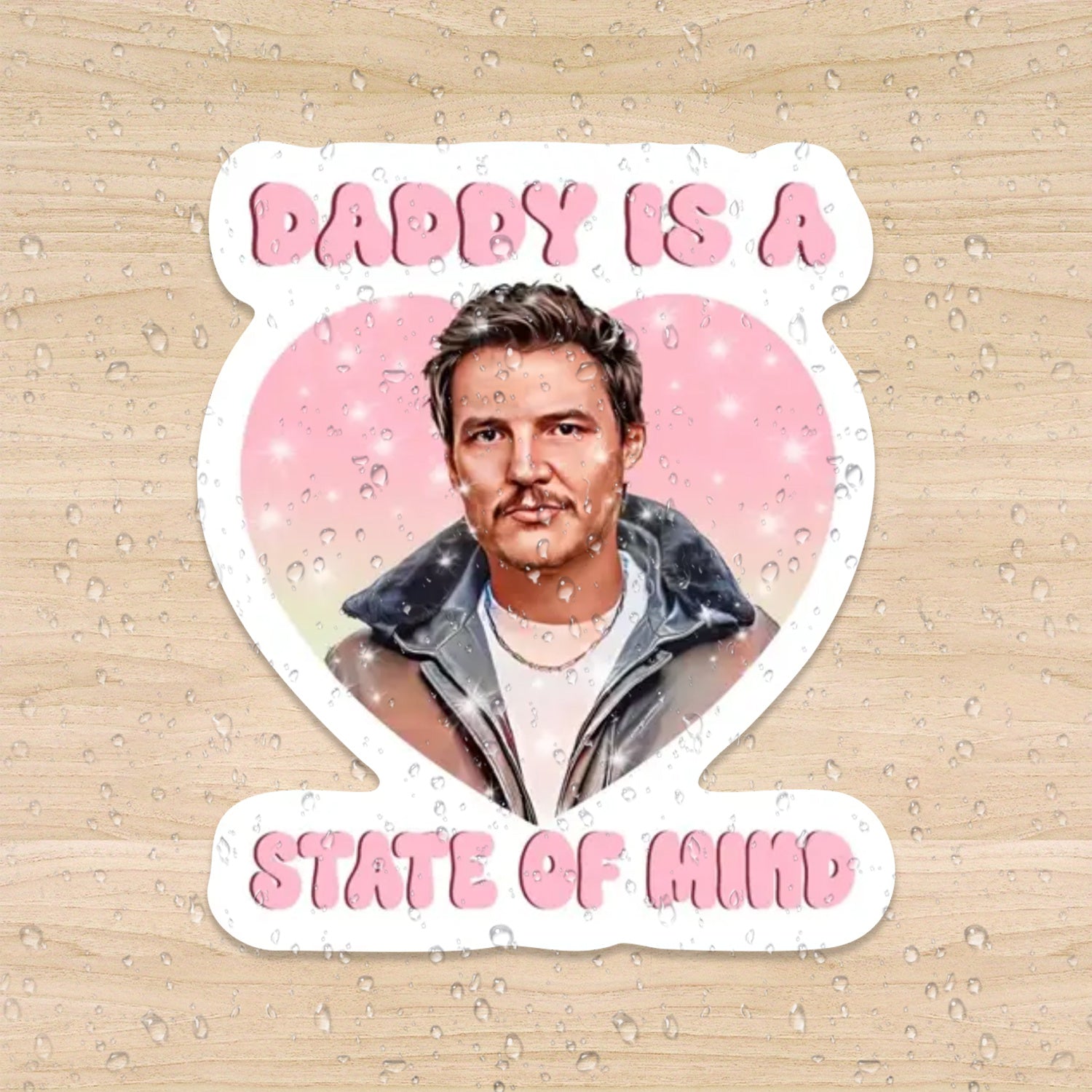 Vintage Starry Pink Daddy State Mind Heart Sticker