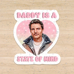 Vintage Starry Pink Daddy State Mind Heart Sticker