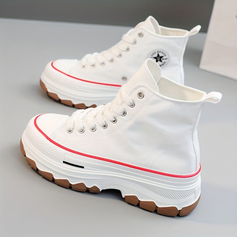 Women's High Top Canvas Shoes Lace Up Platform Sneakers