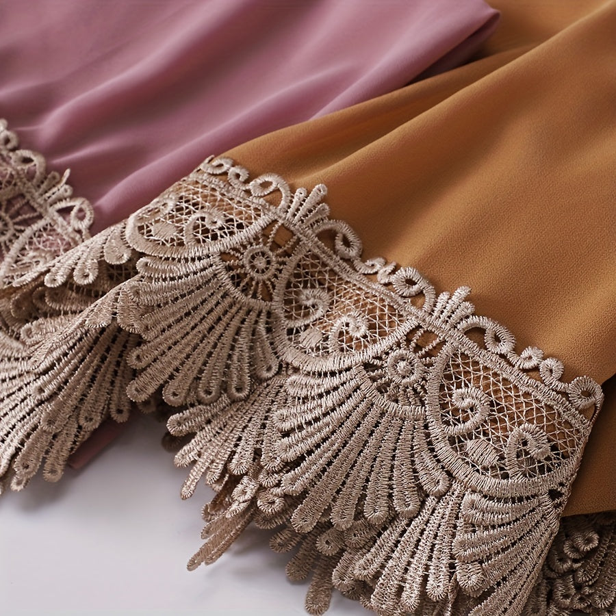 Chiffon Lace Embroidery Scarf Solid Hijab Silk Head Wrap Bandana