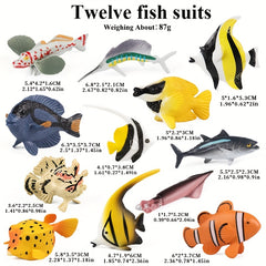 12pcs Deep Sea Fish Set Tropical Fish Set Marine Animal Models