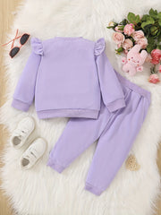 Baby Girls Cartoon Rainbow Sweatshirt Top Elastic Waist Pants 2pcs Set