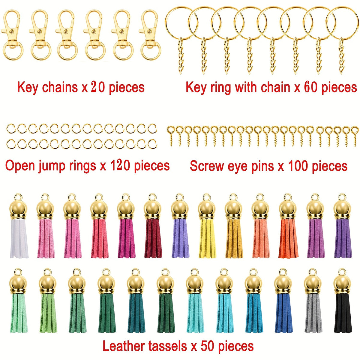 350pcs DIY Keychain Fringe Set for Crafts Christmas Halloween