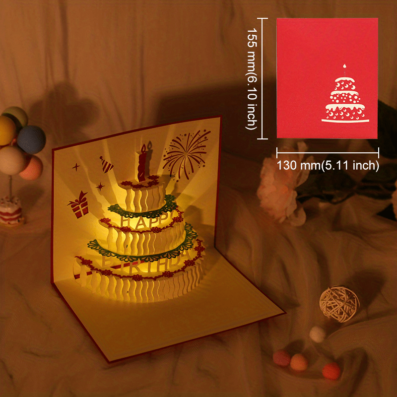 3D Birthday Music Greeting Card Hand Carved Perfect Gift for Holidays