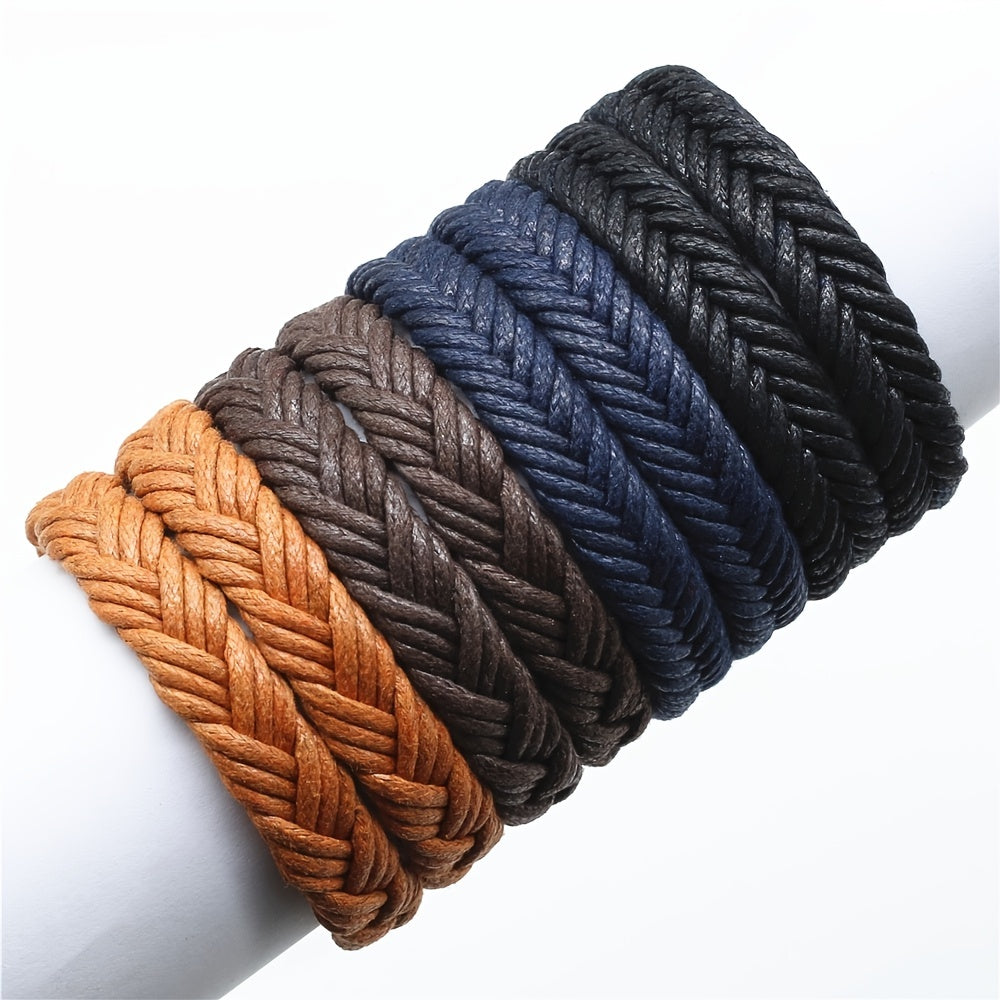 Vintage Brown Rope Woven Men Bracelets For Women Homme Gift Jewelry