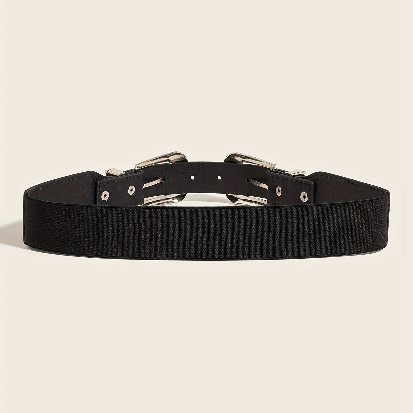 Western Belt Rhinestone Inlaid Buckle PU Leather Elastic Wide Girdle