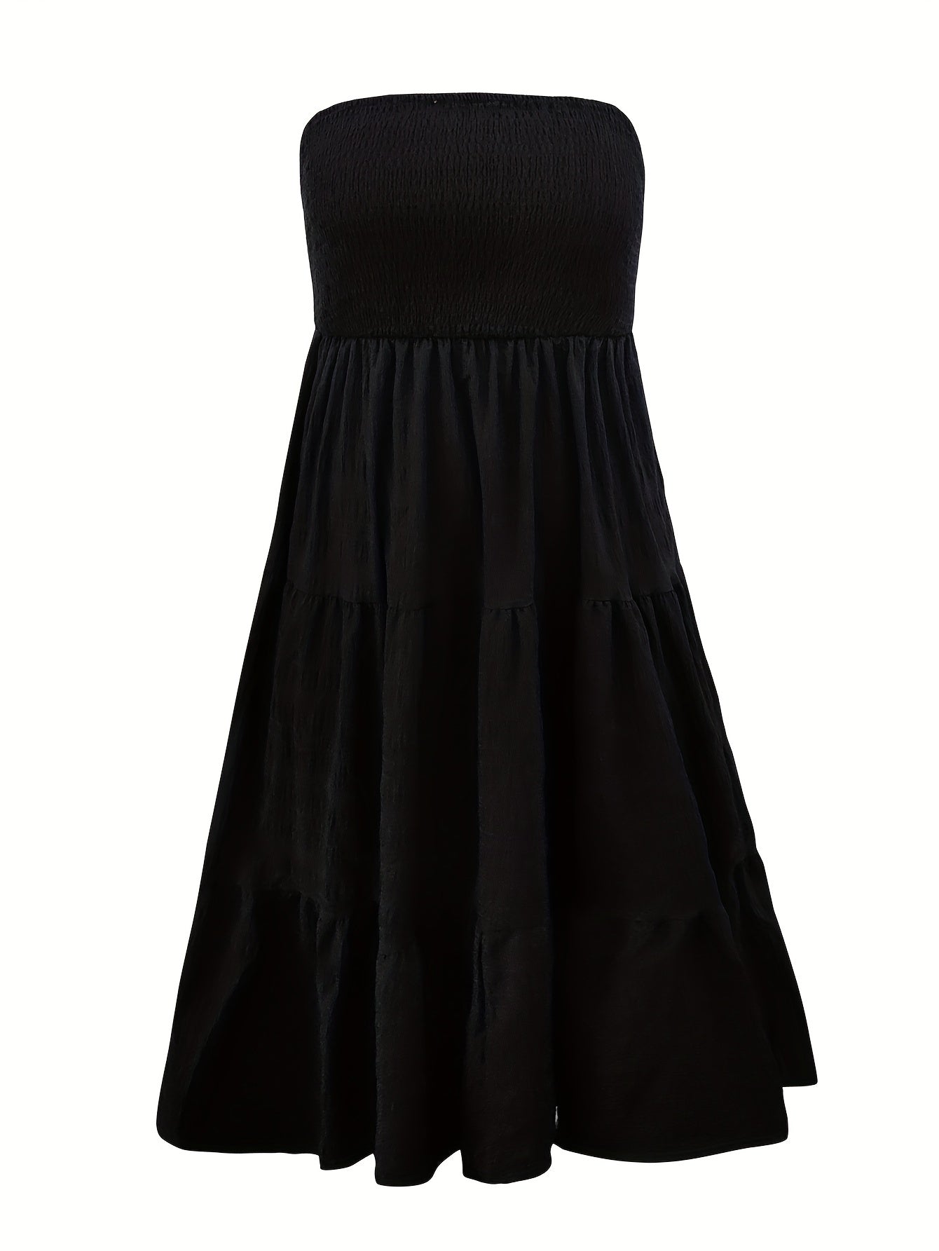  Solid Strapless Maxi Tube Dress