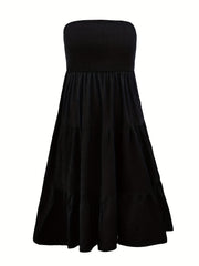 Solid Strapless Maxi Tube Dress