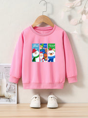 Cartoon Pattern Long Sleeve Pullover Girls Sweatshirt
