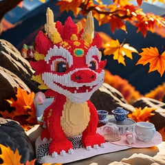 8118pcs Flame Dragon Building Block Puzzle Unique DIY Decoration