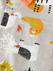 Boys Casual Outfit Animals Graphic Print Shirt&Shorts Set