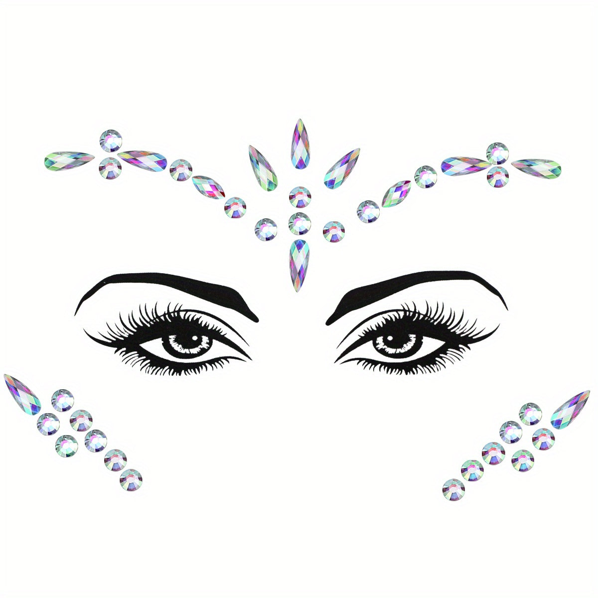 EYENICE Mermaid Face Jewels & Body Glitter Holographic Alien Costume
