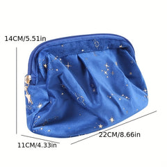 Portable Star Print Makeup Bag Velvet Polyester Wash Bag