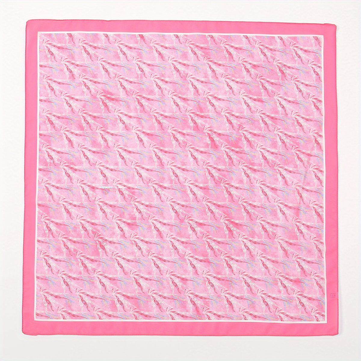 Pink Wheat Print Bandana Graffiti Neckerchief Silk Head Wrap Hair Accessories