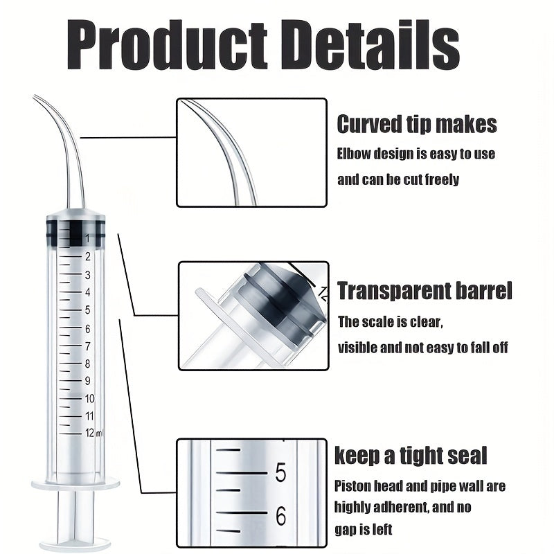 4pcs 12ml Reusable Plastic Syringes for Pet Teeth Rinsing & Labs
