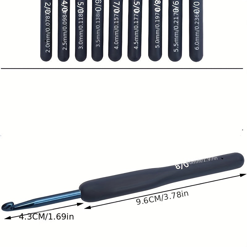 9pcs Crochet Tool Set Crochet Doll Wool Thread Stainless Steel Soft Handle
