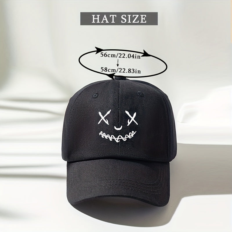 Ghost Face Print Baseball Cap Solid Washed Distressed Sports Hat