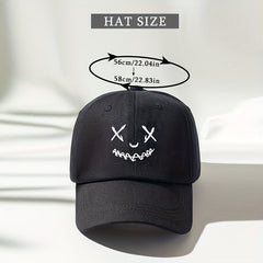 Ghost Face Print Baseball Cap Solid Washed Distressed Sports Hat