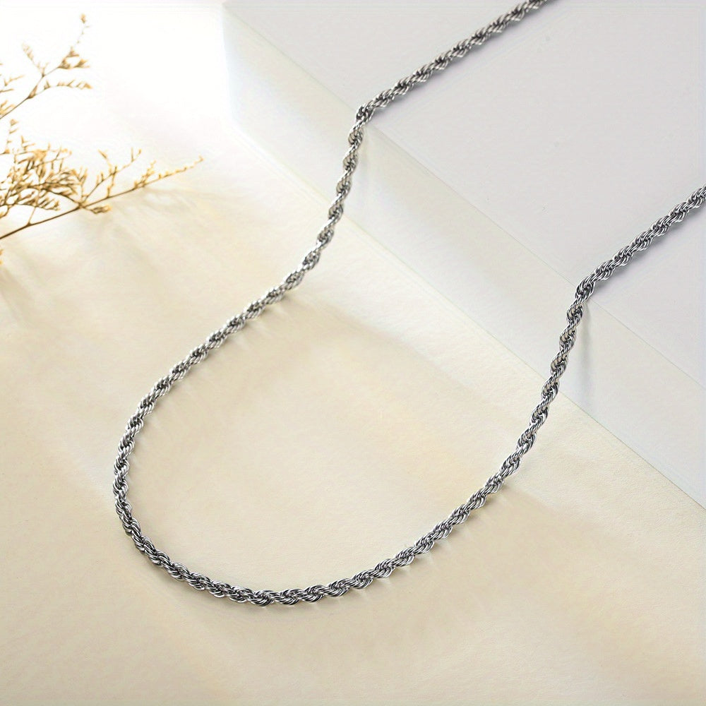Stainless Steel Twist Chain Necklace for Men & Women