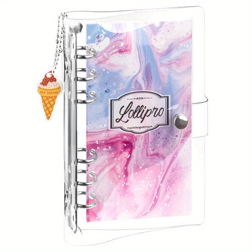 Clear PVC A6 Binder Cover 6 Ring Refillable Planner Journal with Key Chain