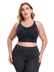  Ruched Front Full Coverage Solid Bra Women's Plus Medium Stretch