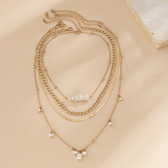 4pcs Irregular Pearl Tassel Decorative Necklace Set