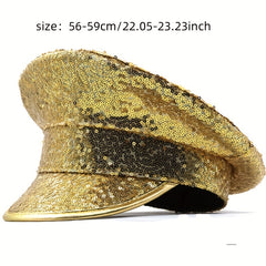Glitter Bride Hat Full Sequin Decor Sparkly Bridal Women Captain Hat