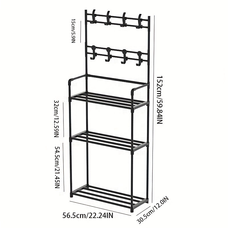 3-Layer Boot Storage Rack with Clothes Shelf