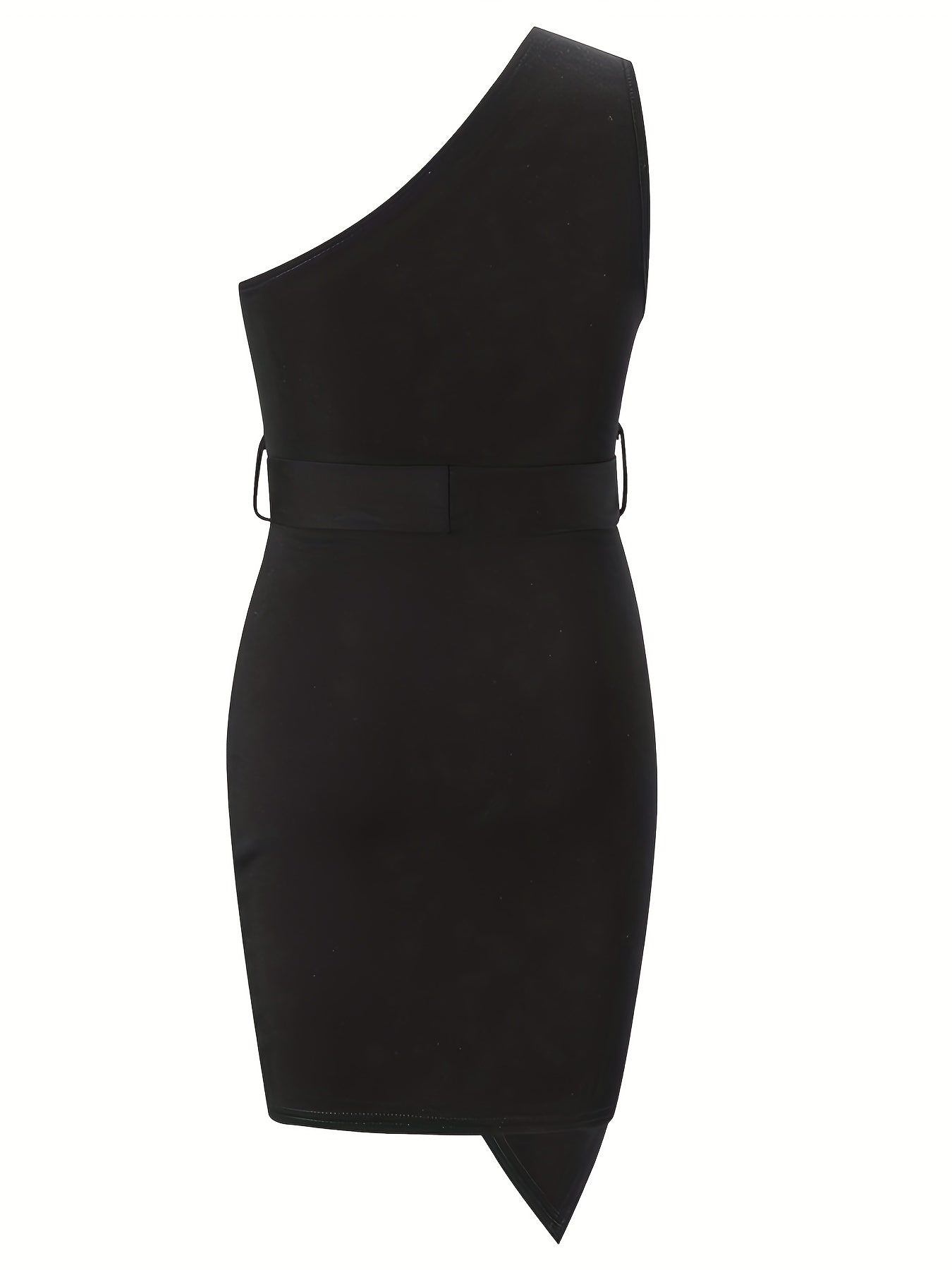 One Shoulder Cut Out Bodycon Dress with Belt for Girls