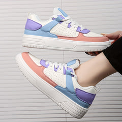 Women's Block Faux Leather Chunky Skate Shoes For Outdoor Sports