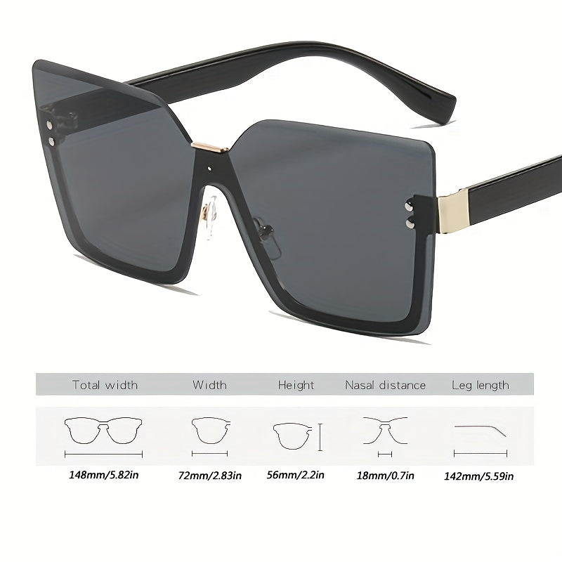 Square Rimless Sunglasses Gradient UV400 Sun Shades for Summer Travel