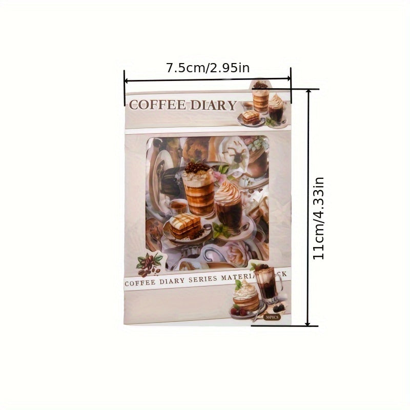 30pcs Coffee Diary Series PET Sticker Pack DIY Decoration Stickers