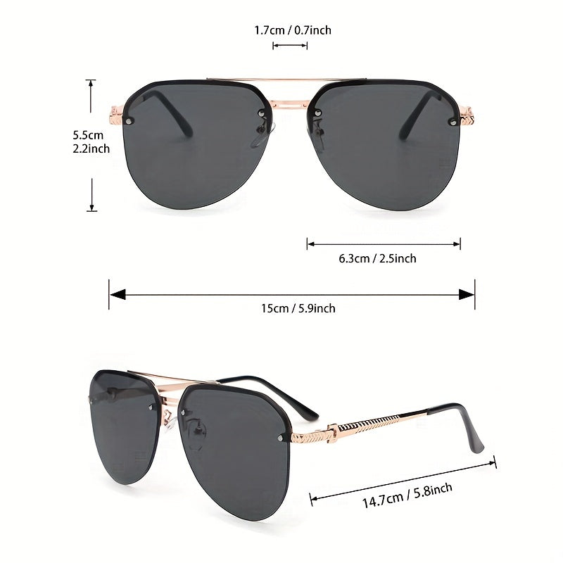 Metal Double Bar Large Frame Aviator Sunglasses
