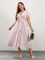  Floral Print Maxi Dress Women's Short Sleeve Boho Dress