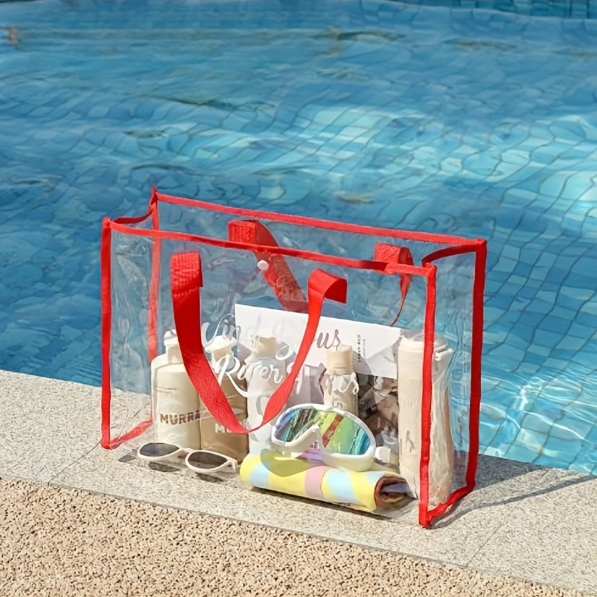 Transparent PVC Beach Bag Tote Waterproof Handbag Large Capacity