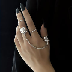 Tassel Ring Lock And Key Pendants Linked Chain Party Accessory